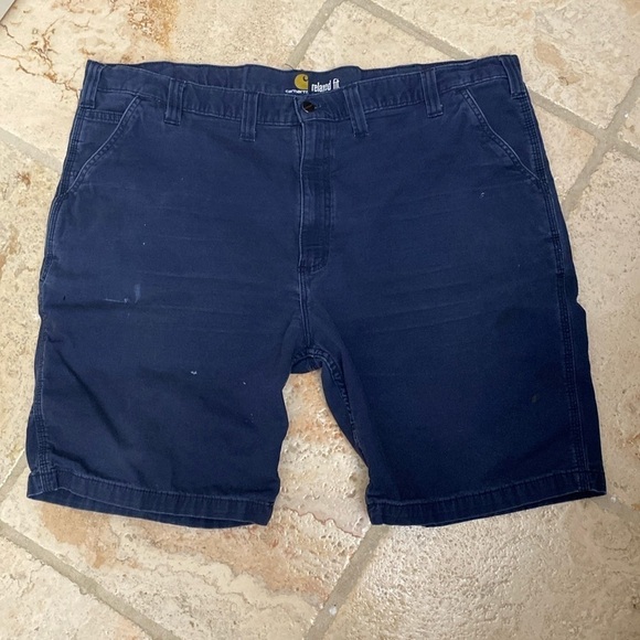 Carhartt men’s relax fit canvas shorts. Distressed Navy blue work shorts size 38 - Picture 1 of 13